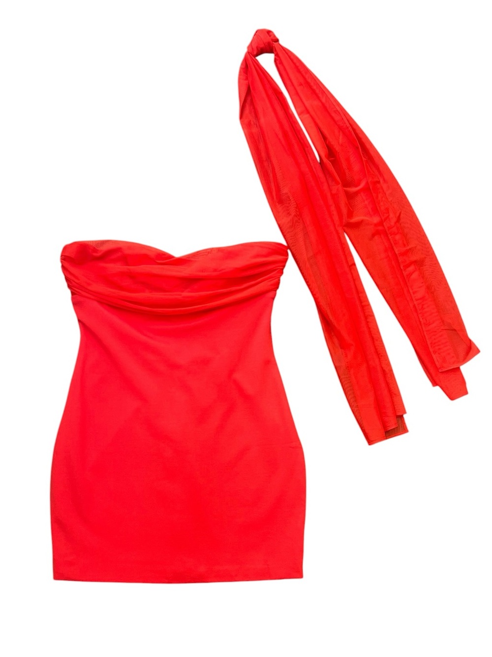 Revolve Superdown Women’s Felina Red Draped Neck Mini Dress with Dupatta Scarf - Picture 2 of 10